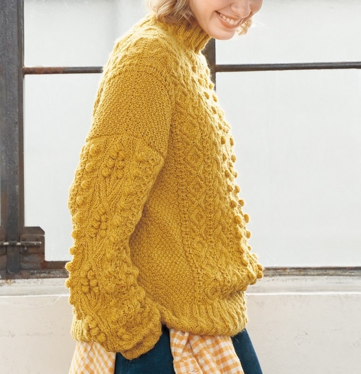 Желтый свитер. Фото источник: коллекция из книги по вязанию.