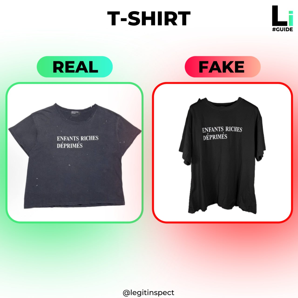 Общий вид: у оригинала плотная ткань и безупречный крой, у фейка — дешевые материалы и кривой пошив