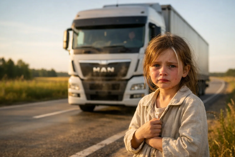 Дальнобойщик увидел на трассе плачущую девочку