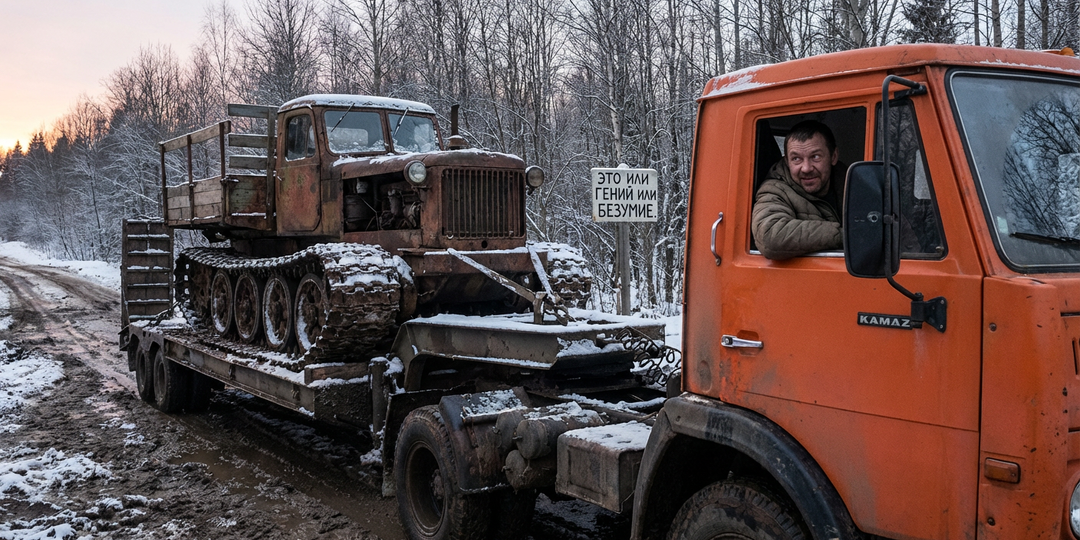 Я загрузил болотный трактор на КамАЗ и приехал расчищать лес: история о том, как халтура становится экспедицией.