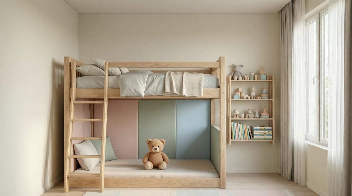 Когда метры в дефиците, единственный путь — вверх. Кровать-чердак создает целых два уровня: сегодня под ней игровая пещера, завтра — личный кабинет. Это фундамент комнаты, который не устареет.