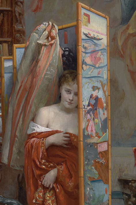 «Прерванный сеанс», Оресте Кортаццо, фрагменты картины