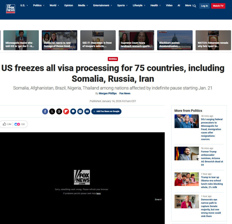    ФОТО: СКРИНШОТ СТРАНИЦЫ САЙТА FOX NEWS