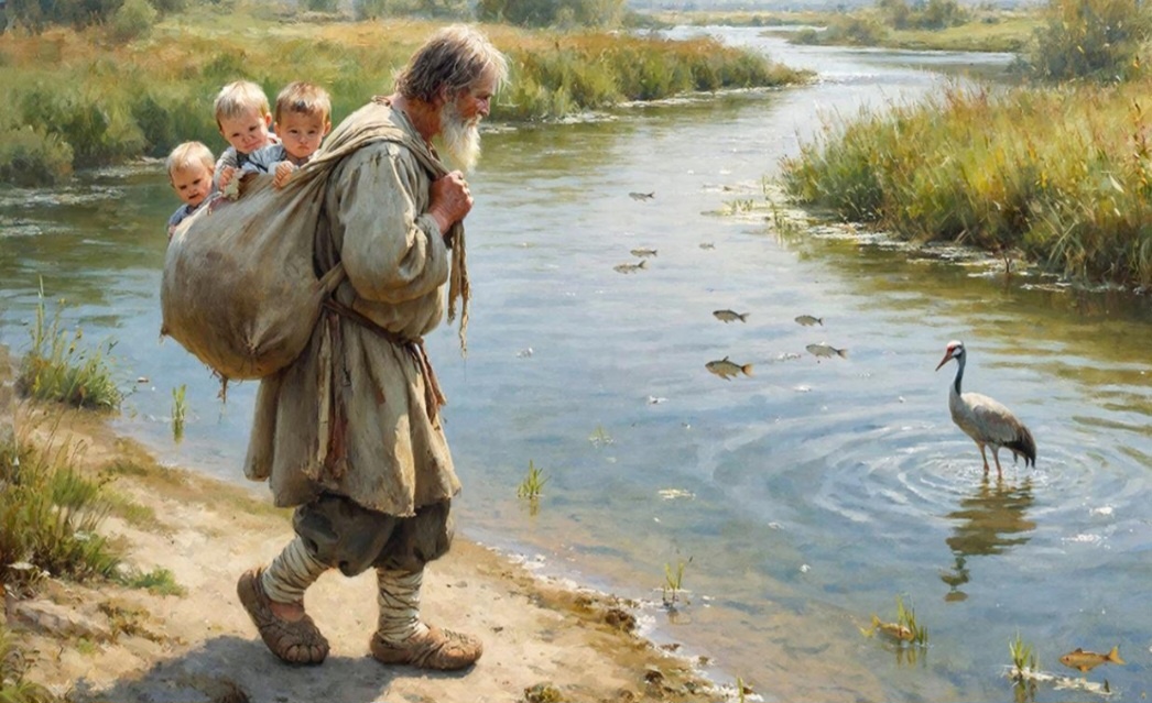 Вот идёт старик седой