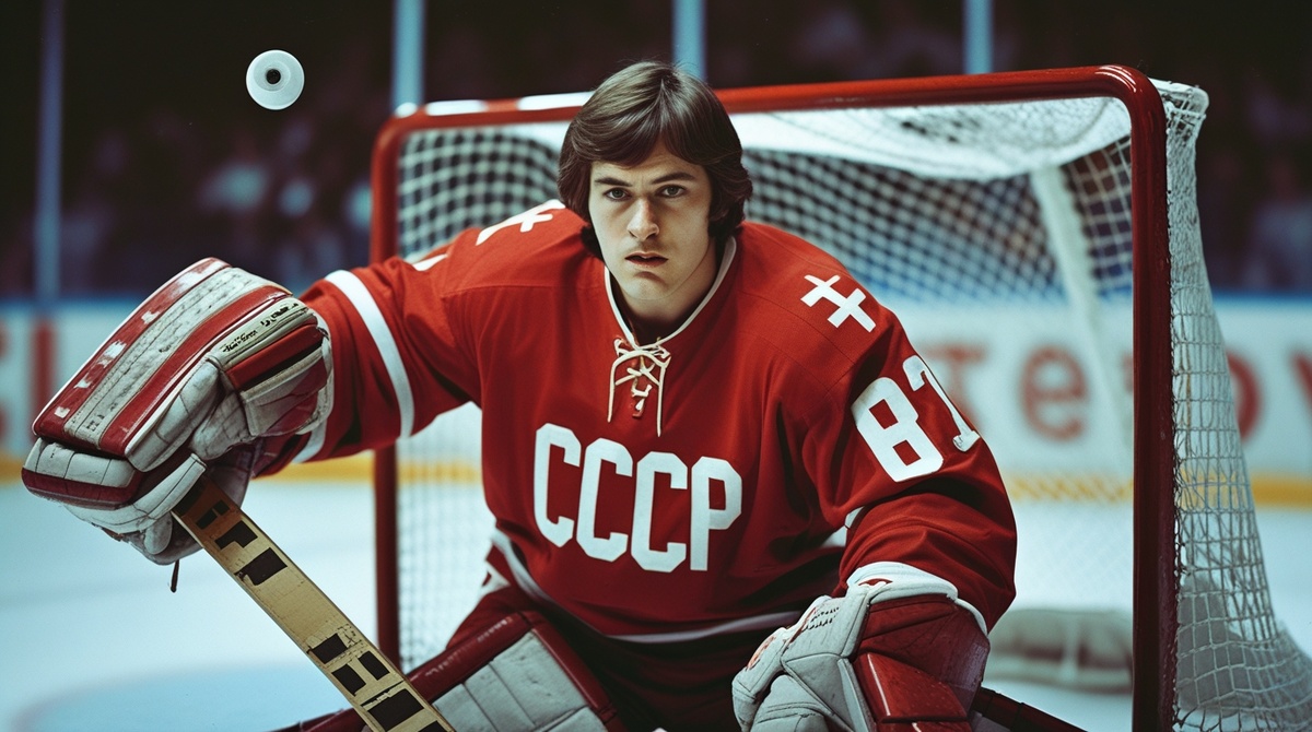 🤖 Иллюстрация улучшена нейросетью | ЦЭС ФЕДАТ | Хоккеист вратарь на льду