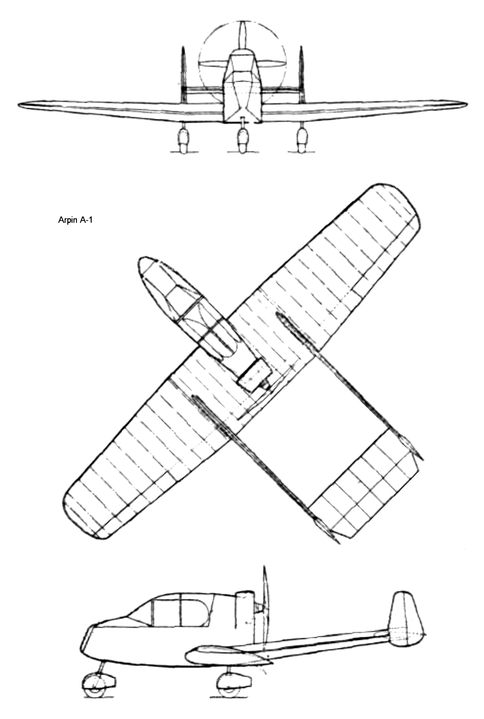 схема легкого самолета Arpin A-1. Схема airwar.ru