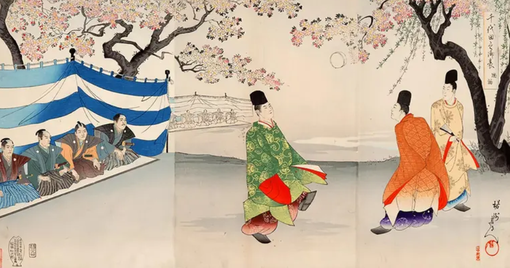 Вельможи играют, самураи наслаждаются зрелищем с почтением