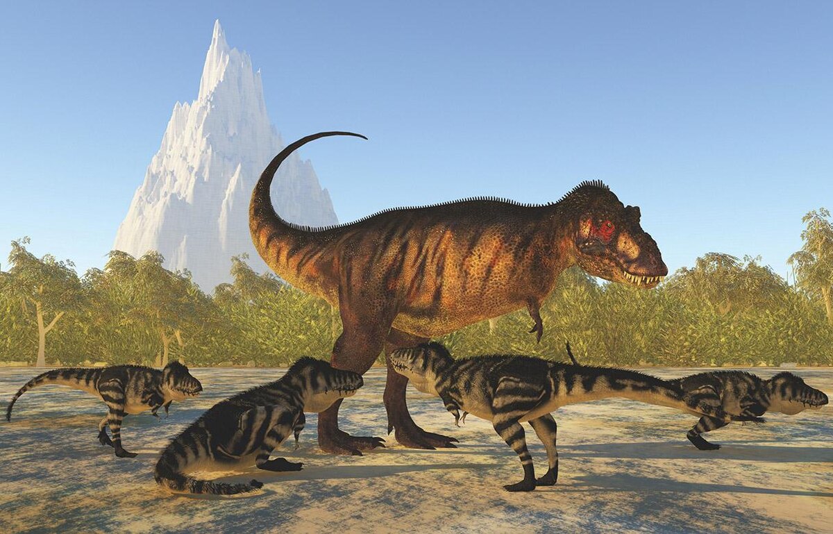 Детеныш Тираннозавра рекса, изображенный здесь с матерью, рос до своих полных размеров несколько десятилетий, фото:Corey Ford/Stocktrek Images/Science Source