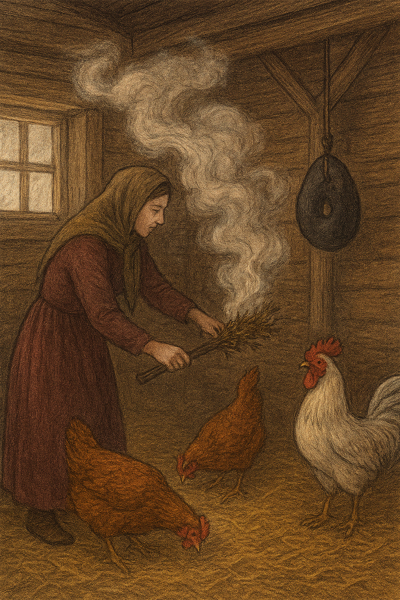 В деревнях на 15 января принято было тщательно убирать птичники, окуривать их смолой и девясилом и вешать «куриный бог» — черный камень с дыркой, чтобы уберечь птиц от болезней и нечистой силы.