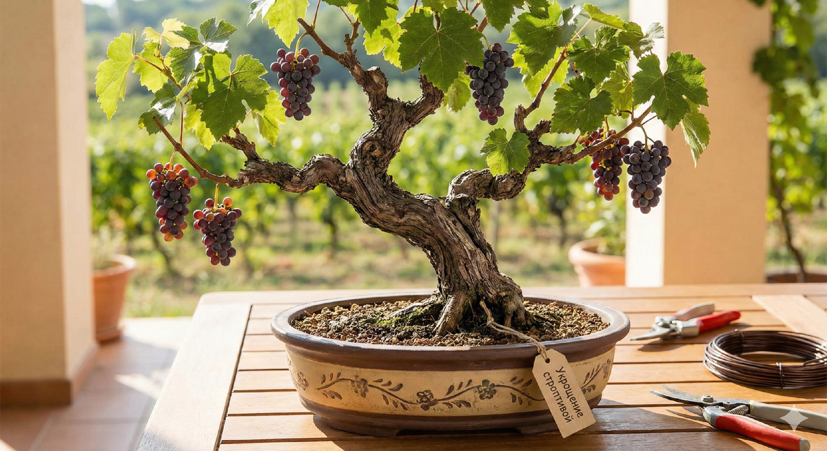 Как формировать бонсай из винограда и заставить его плодоносить в горшке