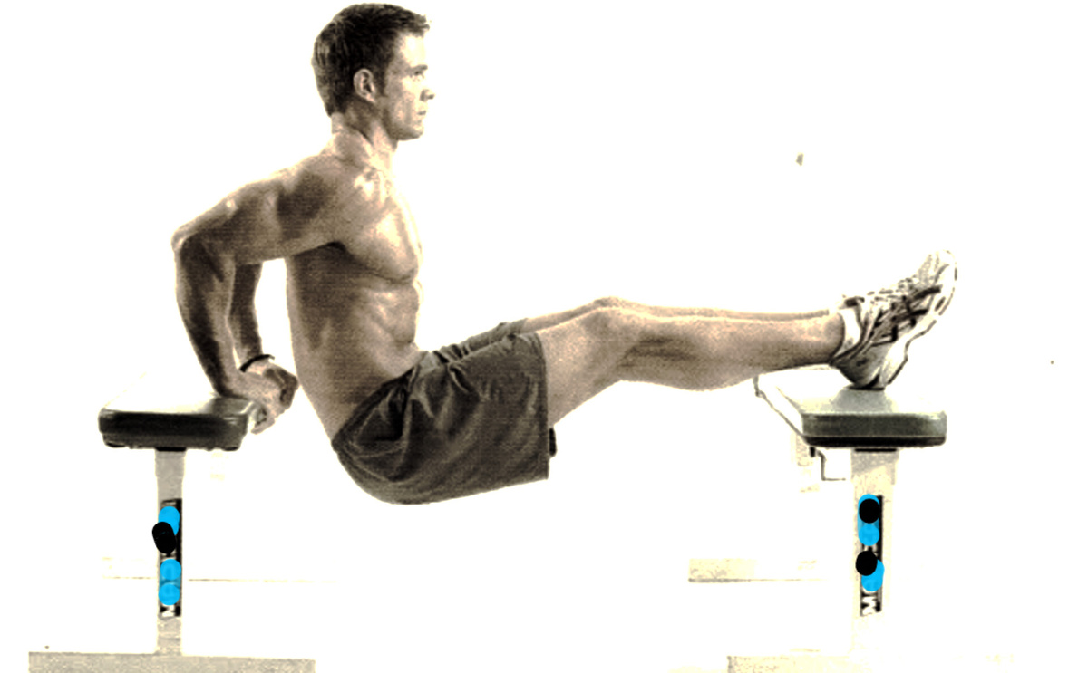 Упражнение для трицепса: обратные отжимания от скамьи