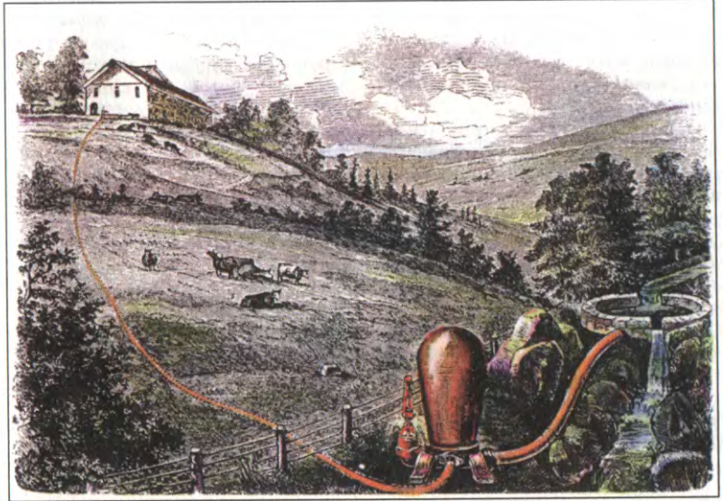 Стоит спокойно и годами качает воду в гору.