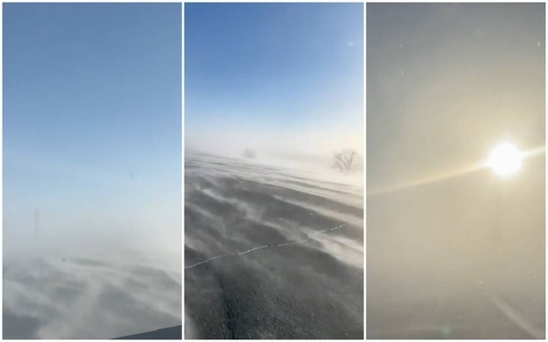    Плохая видимость и переметы: Обстановка на трассе в районе выезда из Гая