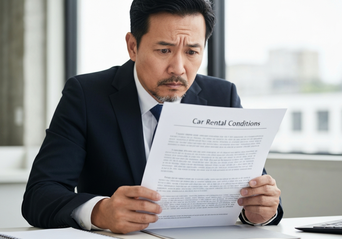 Клиент изучает условия аренды автомобиля