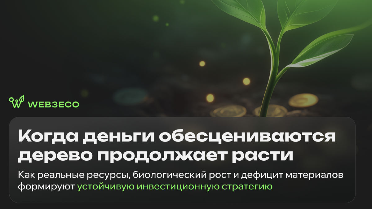 Когда деньги обесцениваются дерево продолжает расти. Как реальные ресурсы, биологический рост и дефицит материалов формируют устойчивую инвестиционную стратегию