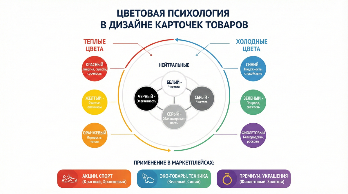 Психология цвета для дизайна карточек товаров