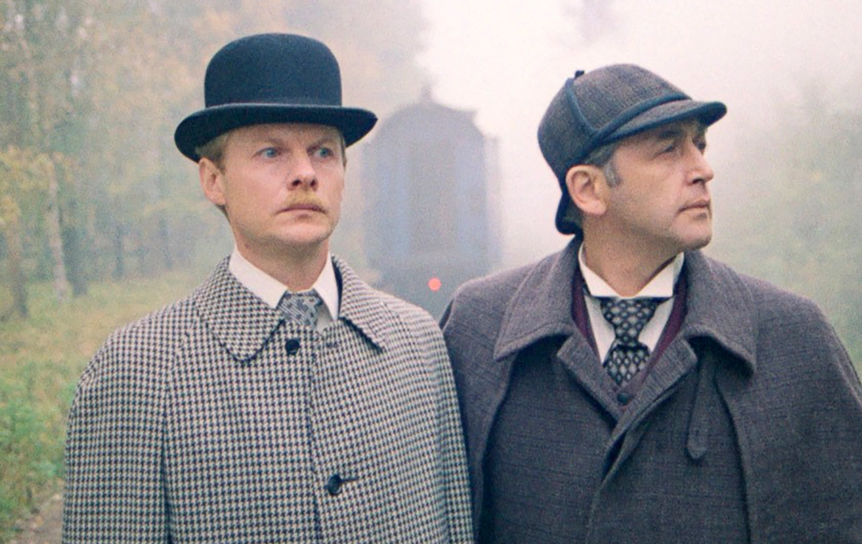 Актеры Виталий Соломин и Василий Ливанов, кадр из фильма «Шерлок Холмс и доктор Ватсон: Знакомство» (1979), реж. Игорь Масленников