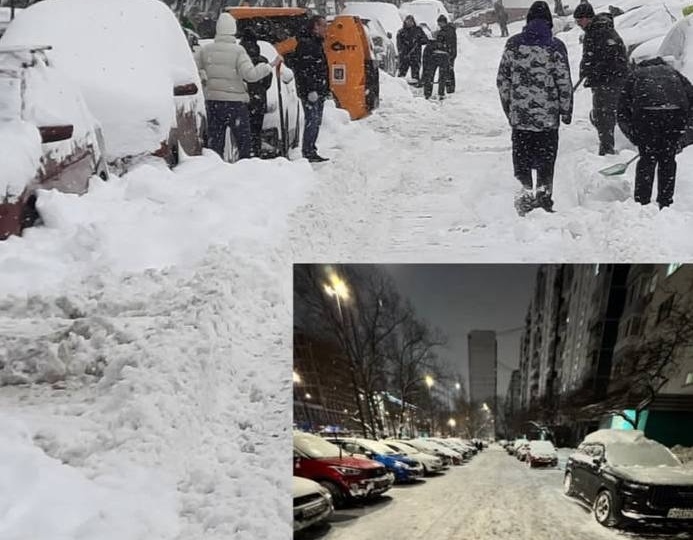 Жители Москвы сами очистили двор от снега и познакомились с соседями