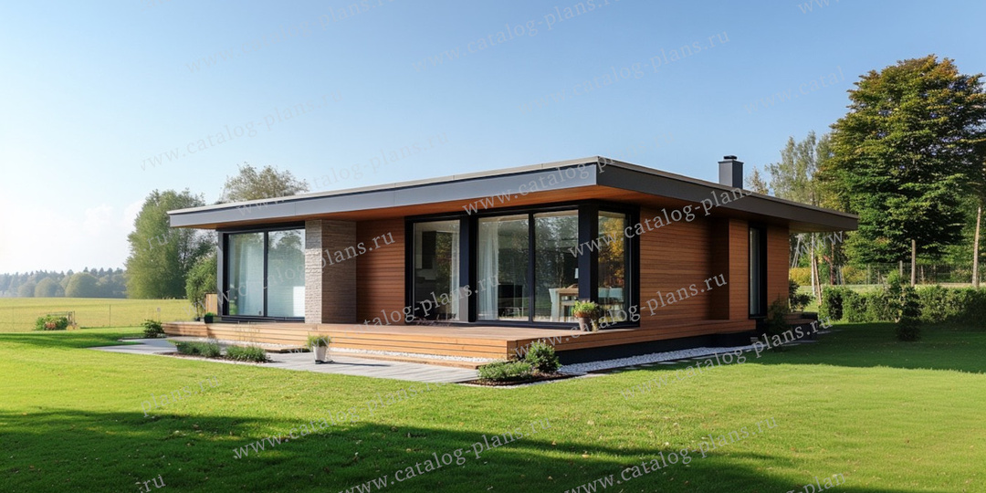 Новинка 2026 года: компактный одноэтажный дом 119 м² в стиле хай‑тек с террасой для жизни за городом.