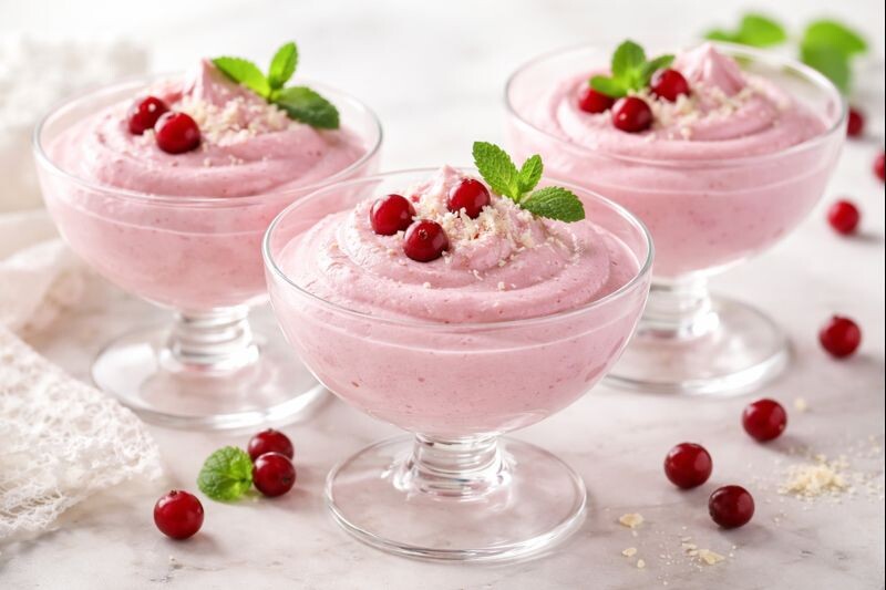Воздушный клюквенный мусс — простой и нежный десерт