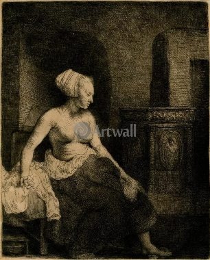 Рембрандт Харменс ван Рейн "Полуобнаженная у печки", 1658