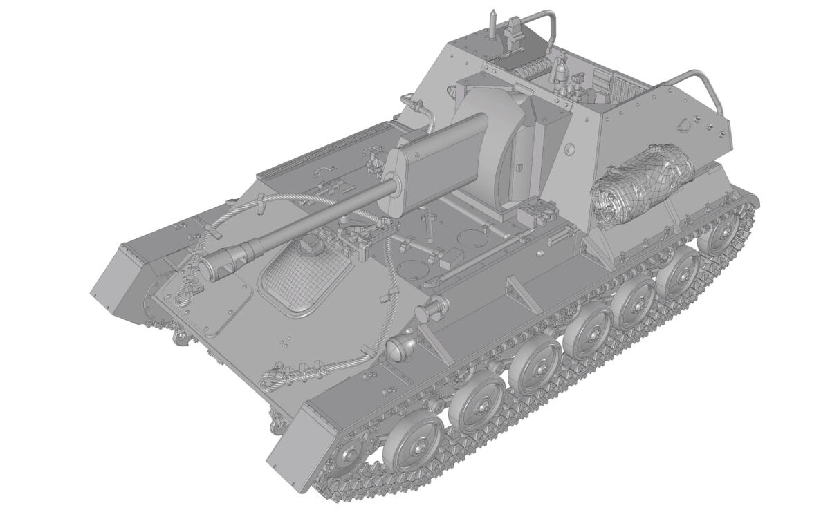 СУ-76 в масштабе 1/72. Рендеры. Источник - ТГ канал Звезды