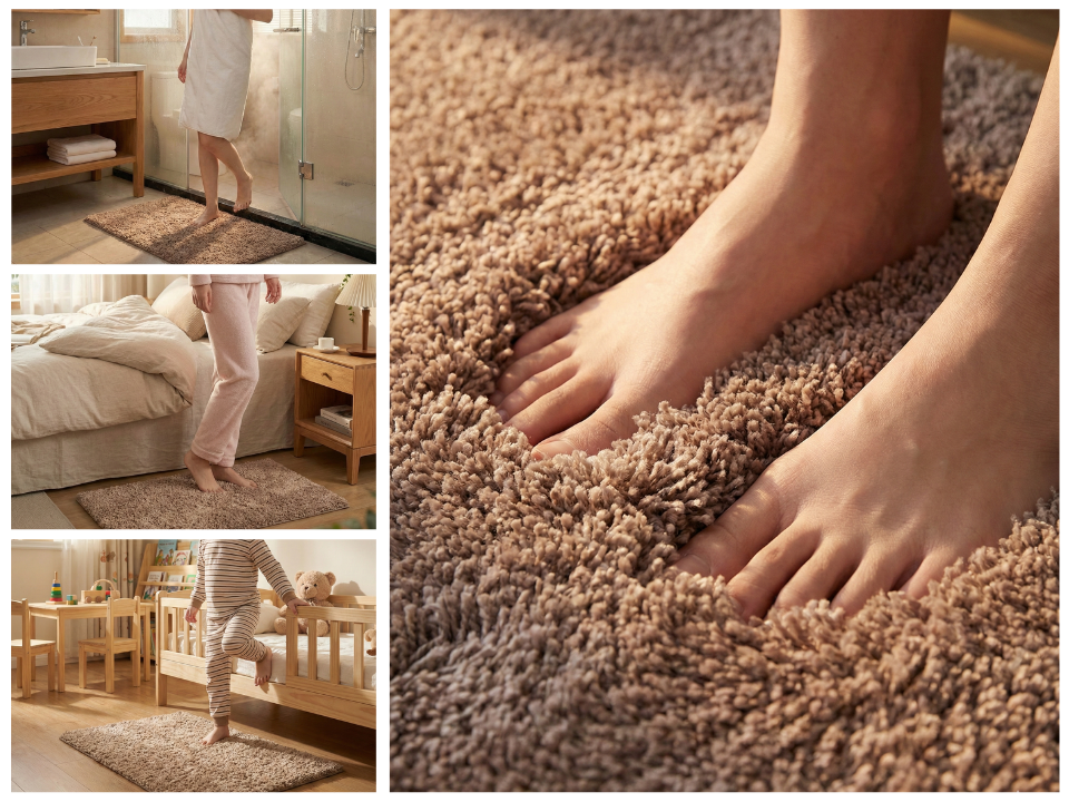 Коврик для ванной комнаты и туалета «SHAGGY» 50х80 см, прикроватный в спальню, в детскую, цвет бежевый — WB арт. 527971510 | 60х100 см — WB арт. 527963618.