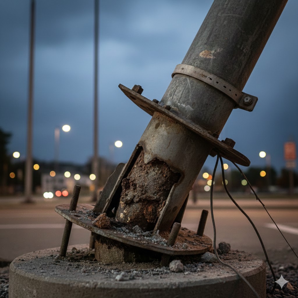 Полное разрушение опорной части конструкции