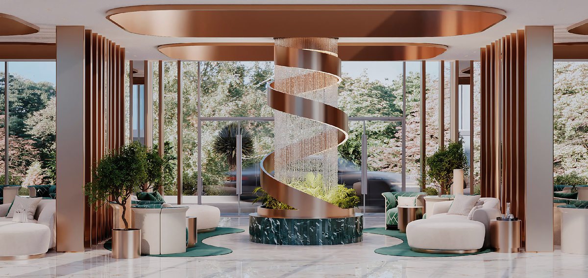 Лобби премиального аппарт-комплекса. KNKO architectural bureau.