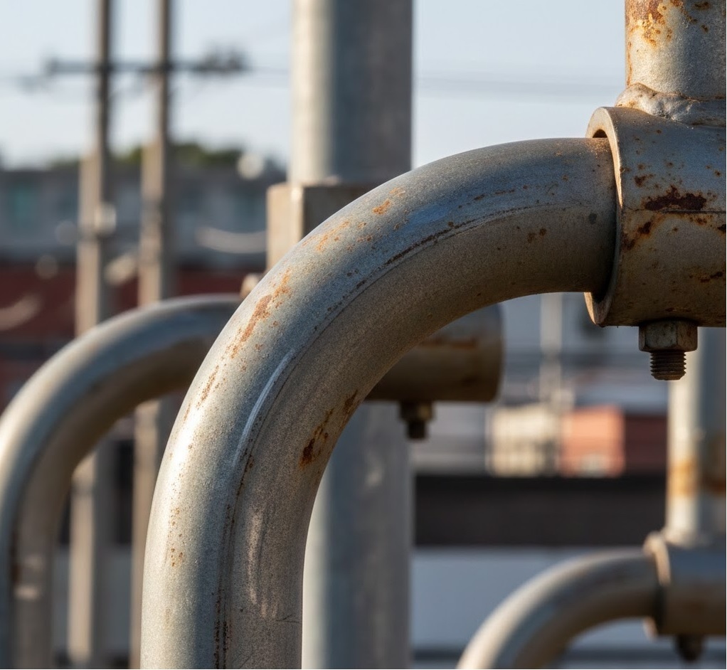 Ржавчина на кронштейнах опор, вызванная низким качеством цинкования