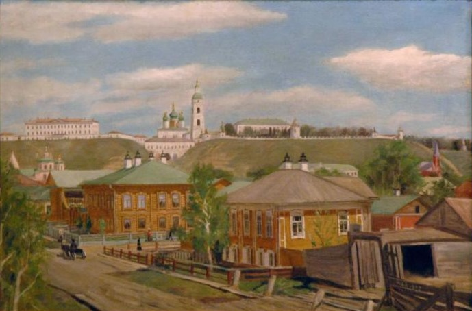 «Вид на Кремль. Перекрёсток Рождественской и Туляцкой улиц» Maй 1909 г.