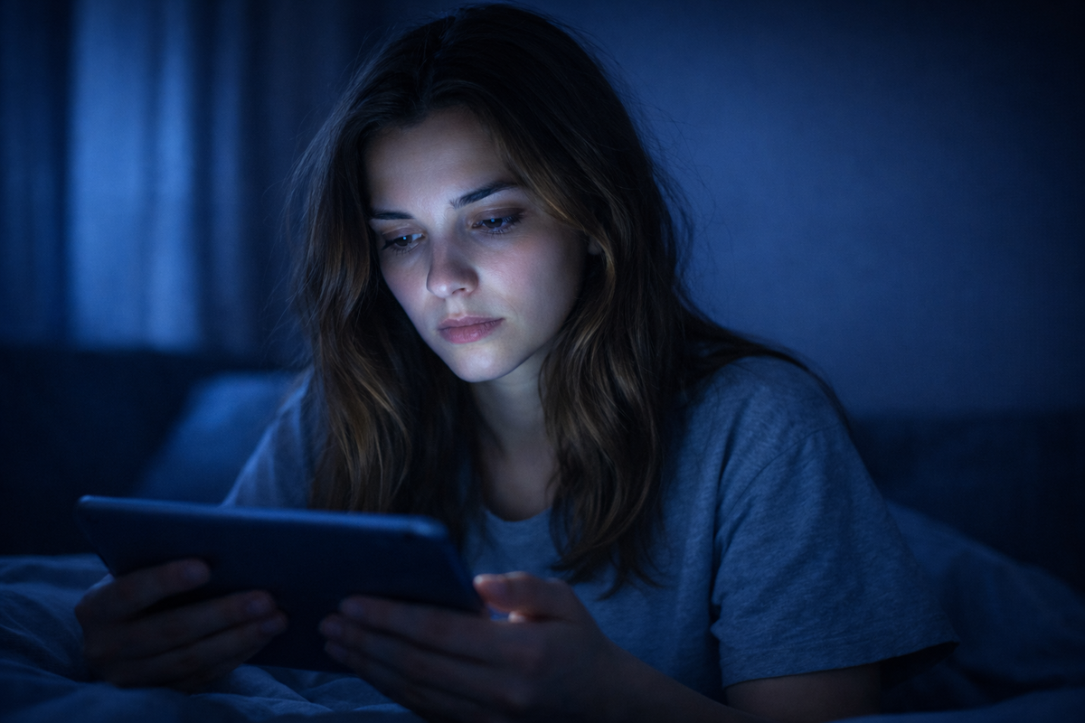 Синие экраны гаджетов старят кожу 
