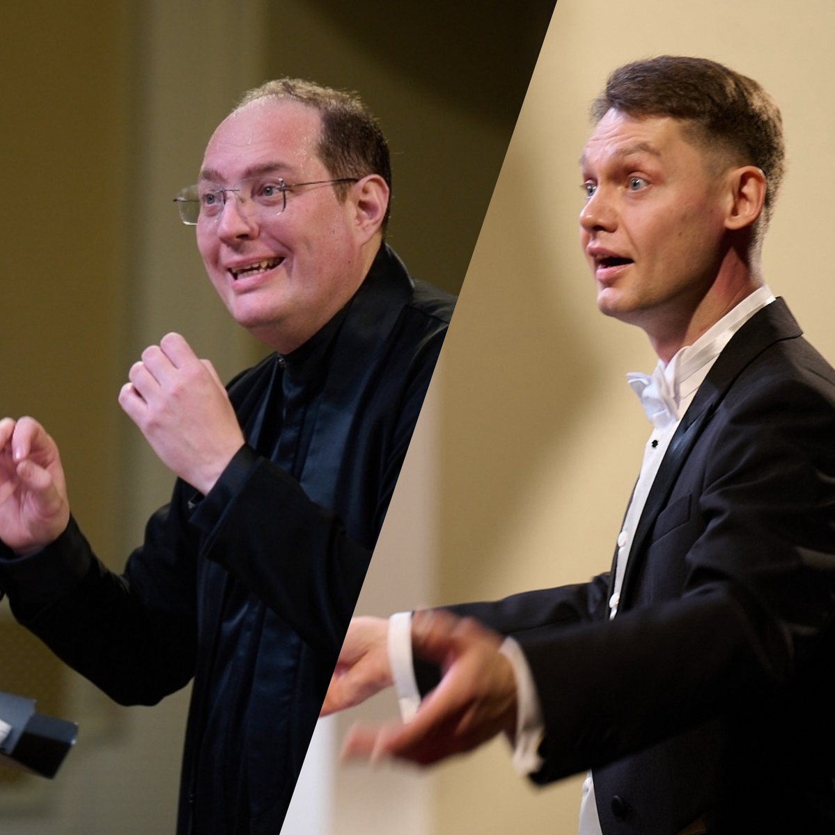 Дирижеры в Тульской области. Хормейстер А. Соловьев, виолончелист и дирижер В. Белоусов.