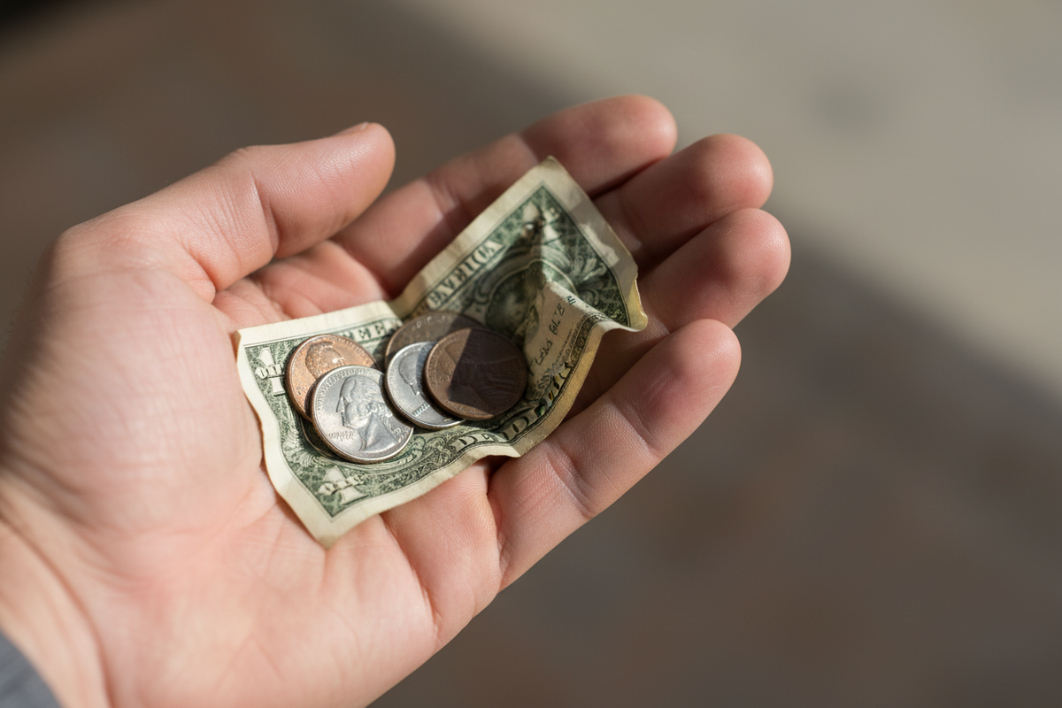 Фото символизирует нехватку средств в современном мире