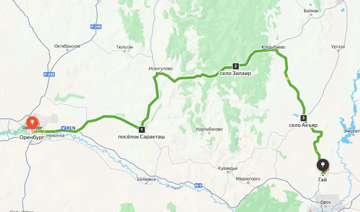    Водители объезжают закрытую трассу Оренбург - Орск через Башкирию