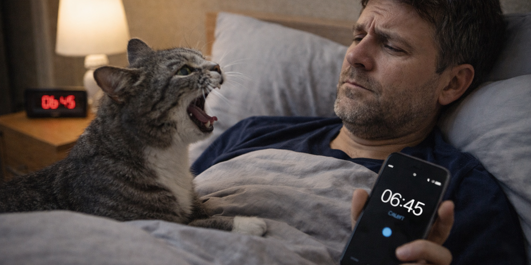 Кот стал “орать” строго по будильнику. Оказалось, я сам его этому научил