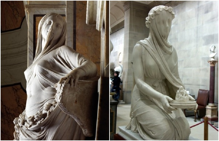 Антонио Коррадини. «Целомудрие», 1752 год, Капелла Сан-Северо Неаполь Италия (слева). 