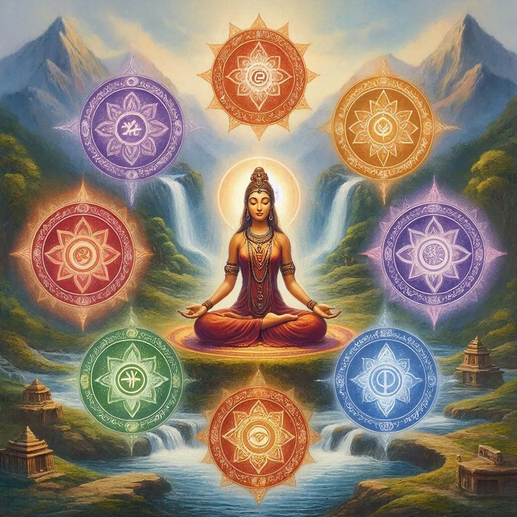 Чакры. Иллюстрация сгенерирована нейросетью