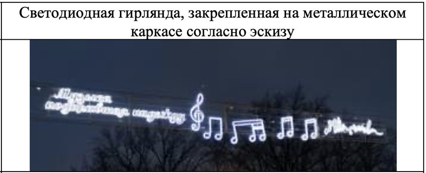     Эскиз композиции «Музыка» на тросовой конструкции. Скриншот из ТЗ на портале госзакупок.