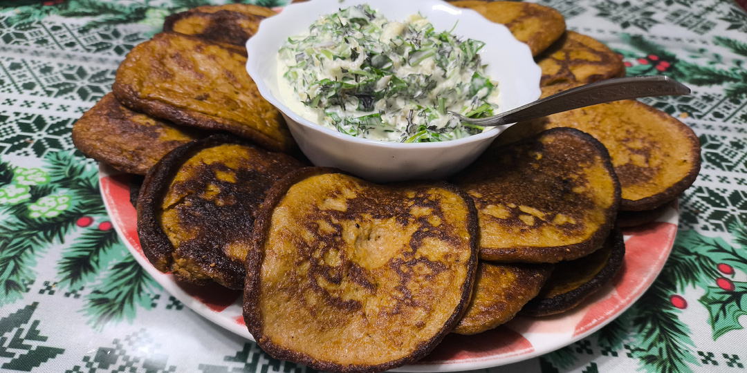 Печёночные оладьи с тыквой