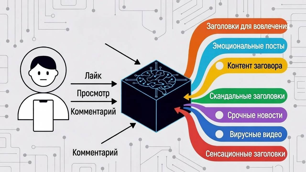 Именно так действия пользователя в соцсетях влияют на подбор контента алгоритмом, создавая персонализированную информационную реальность