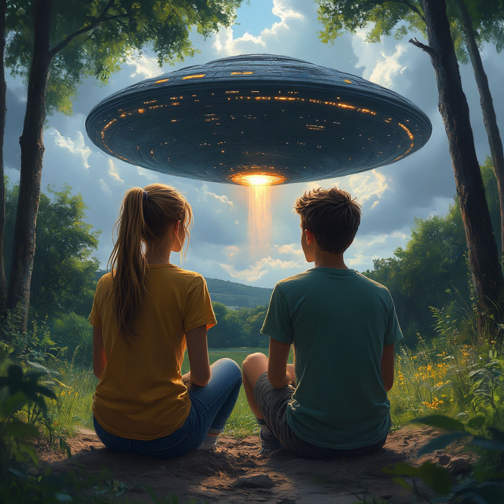 По мнению ИИ данная картинка отображает заголовок рассказа и выглядит реалистично. Я, Пётр Галигабаров, хотел бы большей похожести на снимок в газете, но... В конце концов - эта генерация ещё пару лет назад казалась бы чем-то инопланетным. Новые возможности ИИ - как инопланетный корабль. Знал бы я в 90-е годы XX века, ловя светлячков на поле, что меня ждут такие технологии, не поверил бы.