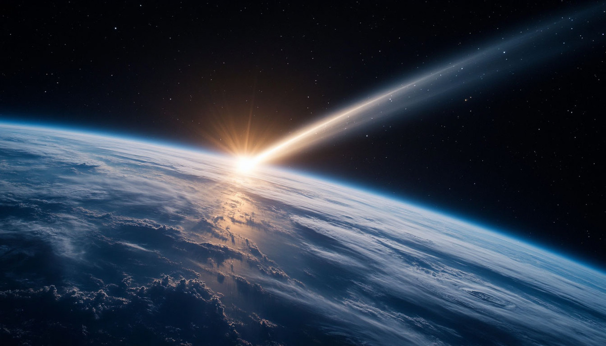 На изображении астероид пролетающий мимо земли