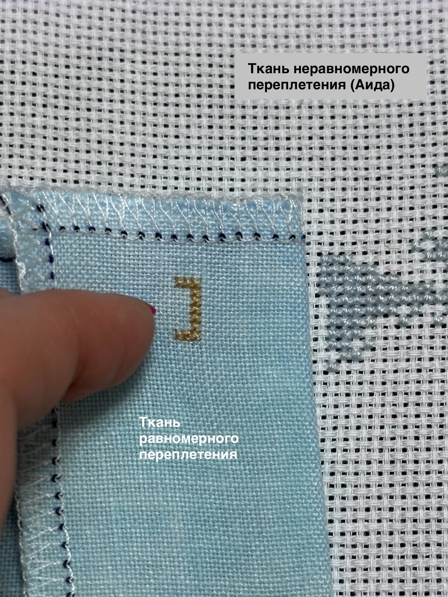 На фото лен New Castle 40 каунта и Аида 16 каунта