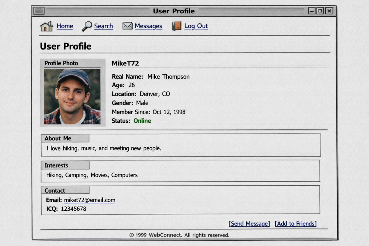 Платформа позволяла создавать персональные профили