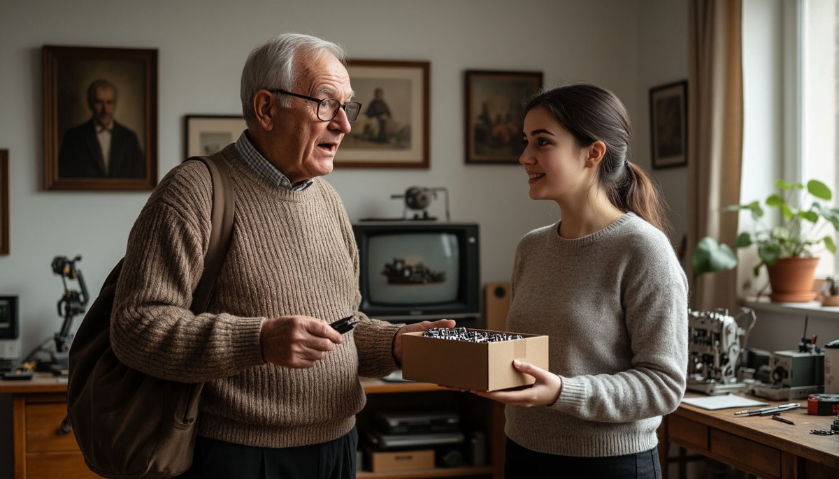 вижу дядю Колю с какими-то коробками