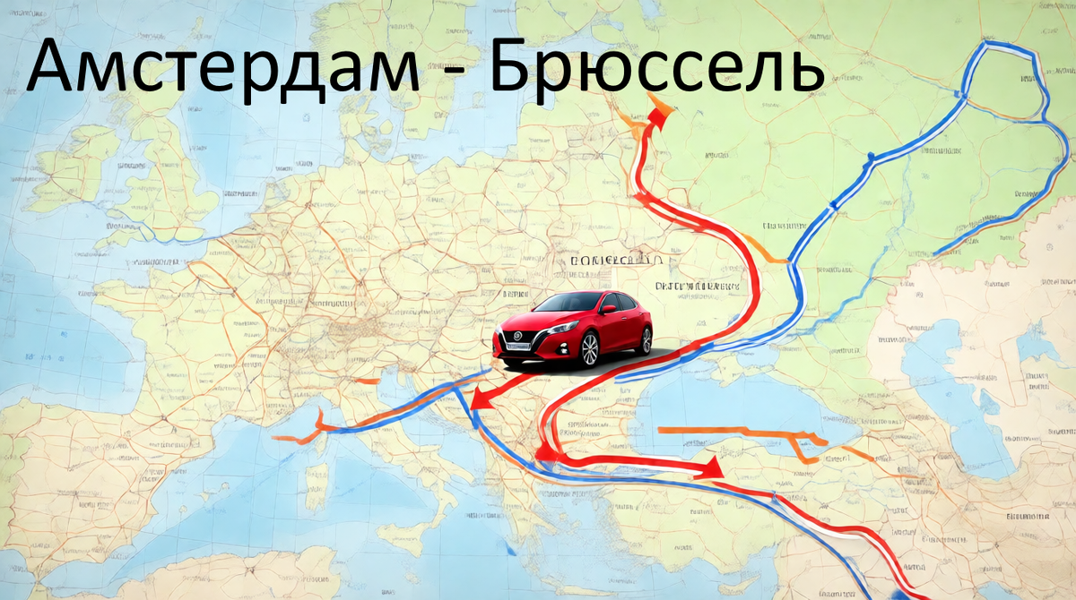 Маршрут № 1 на машине. Москва - Амстердам - Брюссель - Париж - Хорватия. Участок Амстердам - Брюссель.