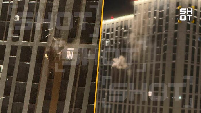 Беспилотник врезался в жилую многоэтажку в Рязани. Фото © SHOT