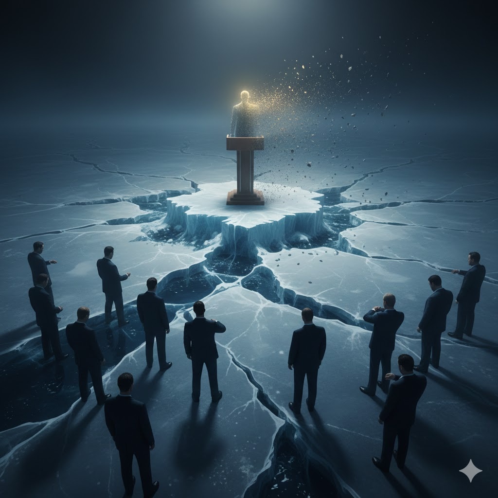 "Трещина в фундаменте власти", иллюстрация создана сетью Джемини