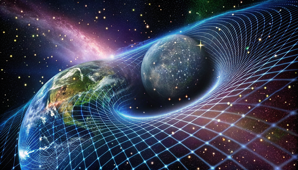 Визуализация (схематичная) гравитационного искривления пространства